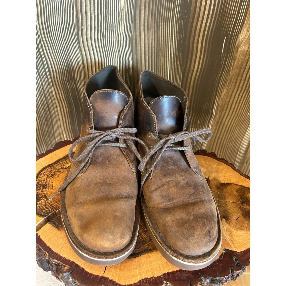 Clark's Bushacre 2 Chukka Desert Leather Boots Distressed Men's Size 8.5/41.5